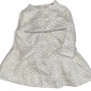 Heart Rose White Silver Glitter Sparkle Baby Dress Rhinestone Faux Fur 24 months